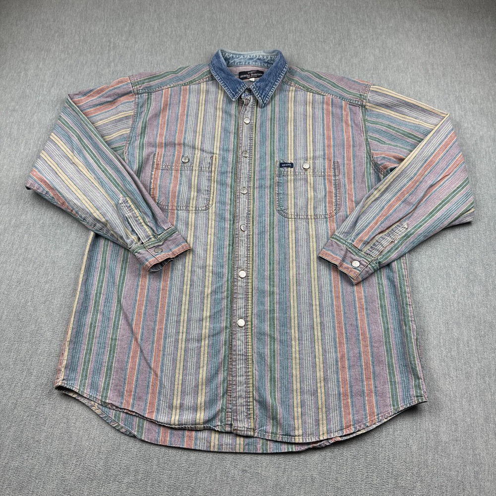 Vintage Guess By‎ Georges Marciano Shirt Medium Blue Denim Made In USA Cotton